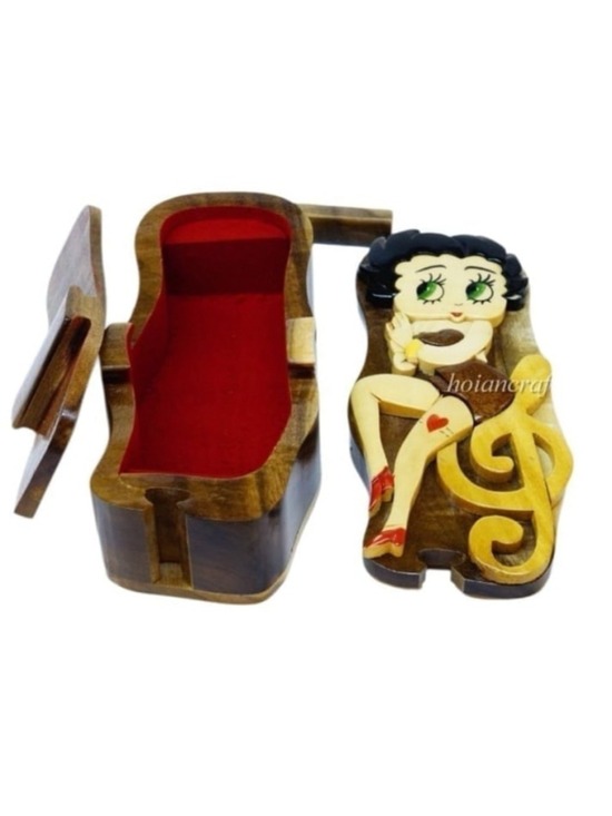 Betty Boop Jewelry - Betty Boop Artisan Crafted 1990 Wooden Puzzle & Trinket Box Collection